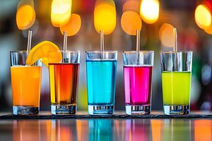 verschiedenfarbige Alkoholgläser