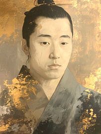 Porträt Samurai mit Haarlocke: Moderne klassische japanische Porträts