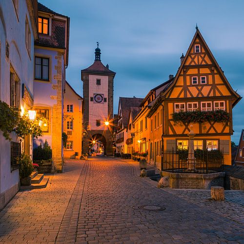 Een avond in Rothenburg ob der Tauber, Duitsland
