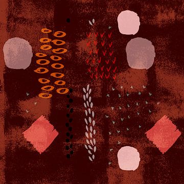 Abstract collage of organic shapes in warm earthy tones no. 2 by Dina Dankers