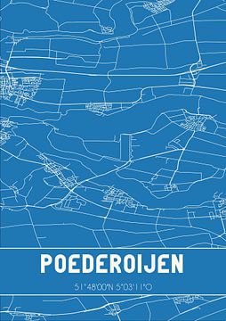Blaupause | Karte | Poederoijen (Gelderland) von Rezona