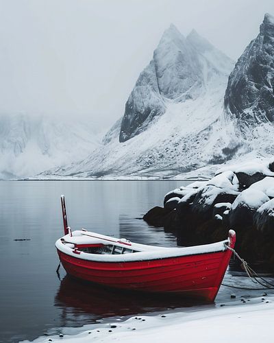 Boot im Winterfjord