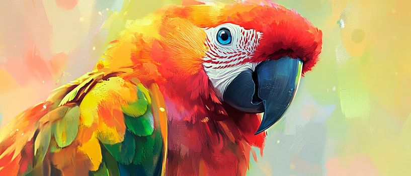 Colourful macaw portrait with vibrant colours by Poster Art Shop