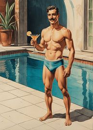 I'm Your Zaddy, Retro Poolside Pin-Up Illustration von Hecate Pim