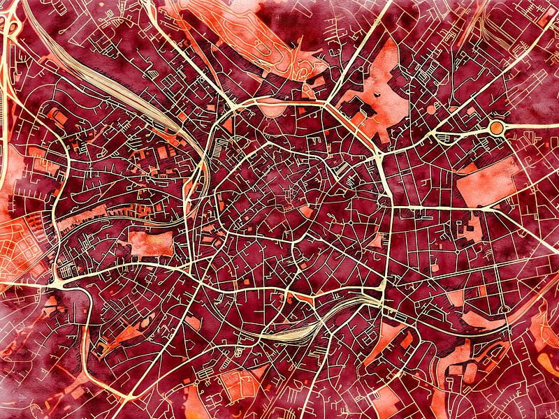 Kaart van Aachen in de stijl 'Amber Autumn' van Maporia