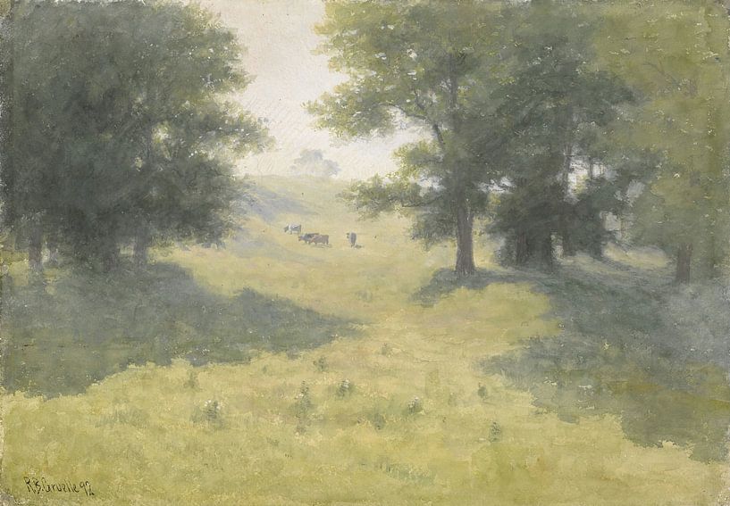 Landscape with Cows and Hillside, Richard Buckner Gruelle by Masterful Masters