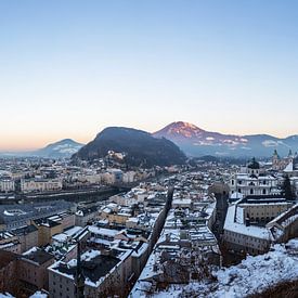 Salzburg city panorama in winter by Frank Herrmann