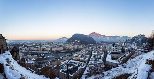 Salzburg city panorama in winter