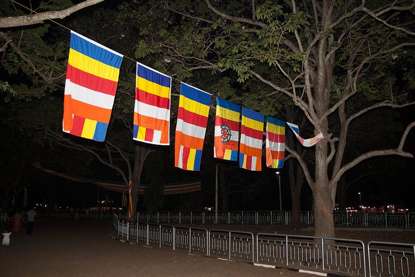 kleurrijke vlag, Boeddhisme, Sri Lanka. by Rony Coevoet