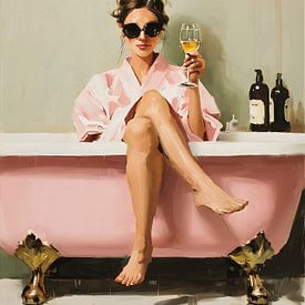 Eine schicke Frau in der Badewanne von IamHome Studio