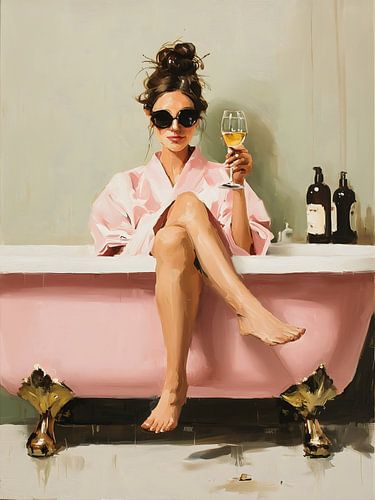 Chic Woman in Bathtub