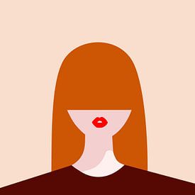 Minimalistische Frau mit orangefarbenen Locken von Hilde Remerie Fotografie und digitale Kunst