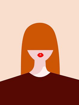 Minimalistische vrouw met oranje lokken