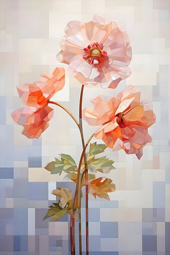 Fleurs colorées en pixels