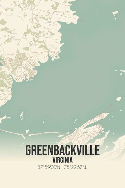 Vintage map of Greenbackville (Virginia), USA. by Prints of Place