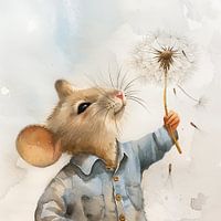 Mouse with a dandelion