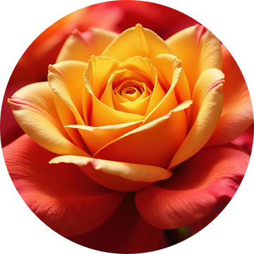 Close-up foto van een oranje en gele roos van Markus Gann