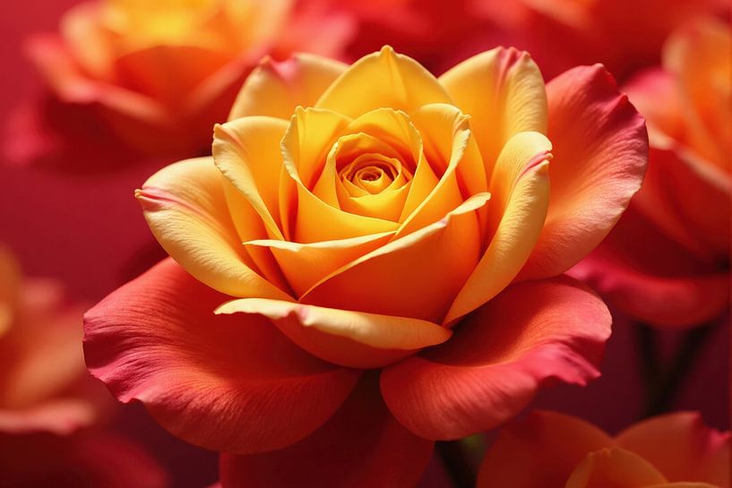 Close-up Photograph of an Orange and Yellow Rose by Markus Gann