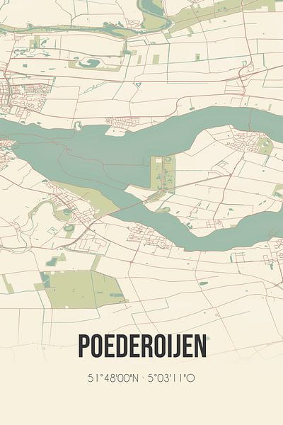 Vintage map of Poederoijen (Gelderland) by Prints of Place