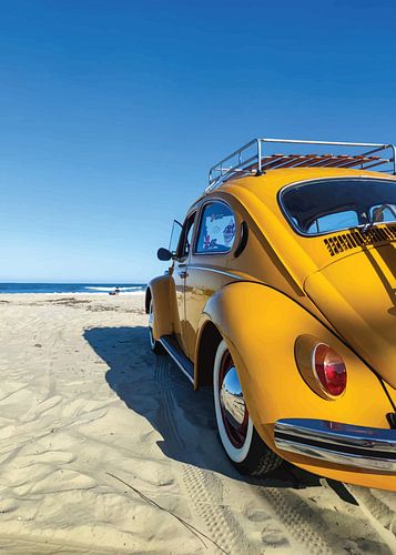 VW kever in het strand