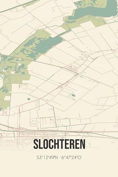Vintage landkaart van Slochteren (Groningen) van MijnStadsPoster