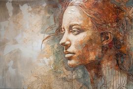 Painting Emma | Red hair with Concrete and Taupe colours by ARTEO Paintings