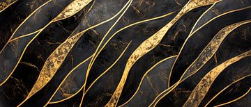 D'élégantes vagues dorées sur un fond sombre sur Poster Art Shop