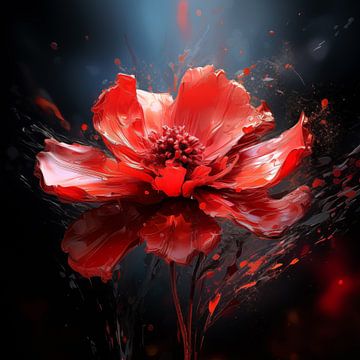 Explosion de vie : La dynamique d'une fleur rouge sur Color Square