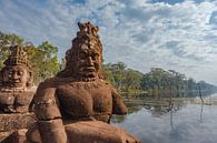 Bridge with statues of gods and demons at the South Gate of Angkor Thom in Angkor, Siem Reap provinc by WorldWidePhotoWeb thumbnail