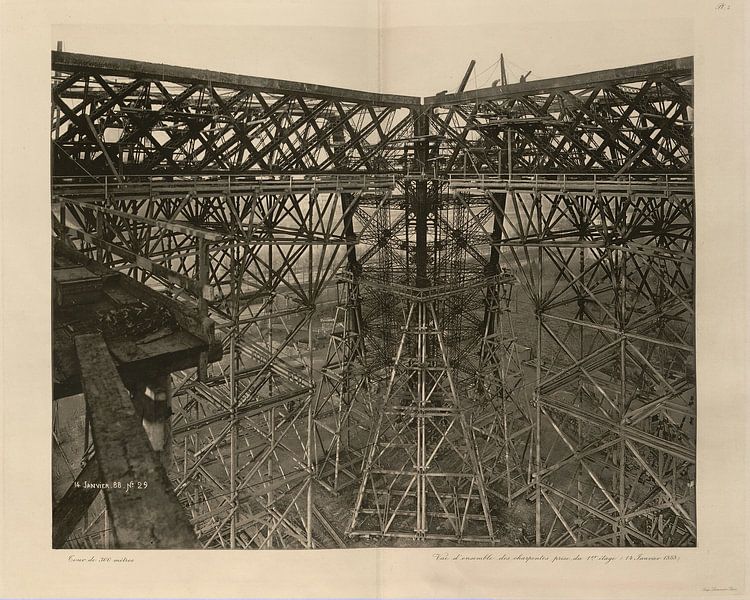 Fertigstellung der ersten Etage des Eiffelturms - Gustave Eiffel, 1888 von Atelier Liesjes