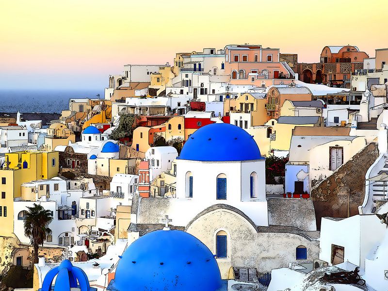 Aquarel Pencil - Cities of Colors - Santorini von JW Does