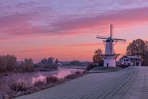 Koude zonsopkomst bij Molen de Vlinder