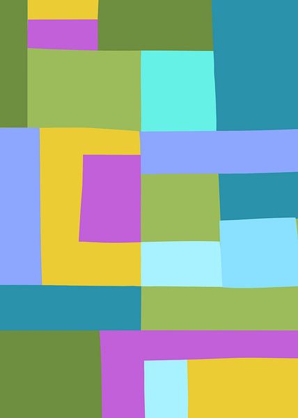 Mosaic Brights 3 | Color Blocking | Grün, Blau, Lila, Gold von Menega Sabidussi