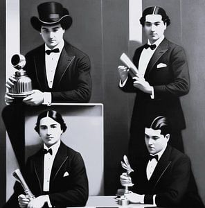 Les quatre messieurs en noir et blanc