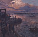 FRIEDRICH KALLMORGEN, Port de Hambourg à la lumière du soir, vers 1900 par Atelier Liesjes Aperçu