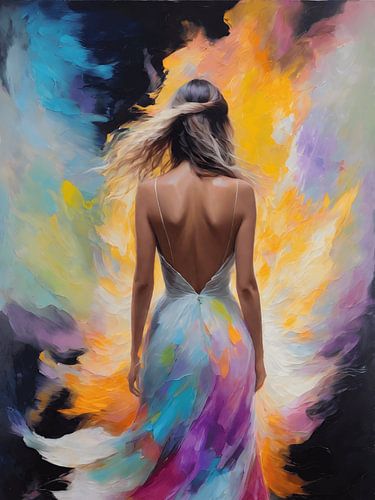 Een kleuren explosie vrouw