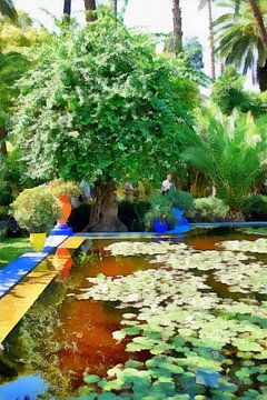 Étang de nénuphars avec reflets Marrakesh sur Dorothy Berry-Lound