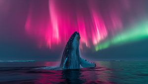 Aurora and a whale panorama