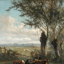 Cows and goats in a landscape with pollard willows by Affect Fotografie