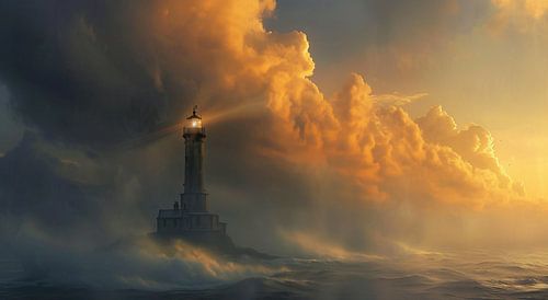 Avondidylle op de Atlantische Oceaan