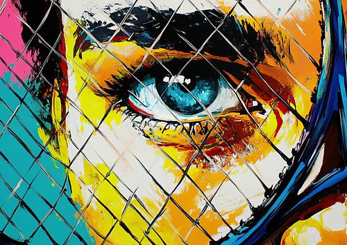 Tennis painting with net