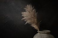 Donker stilleven met pampas pluimen in stenen kruik van Mayra Fotografie thumbnail