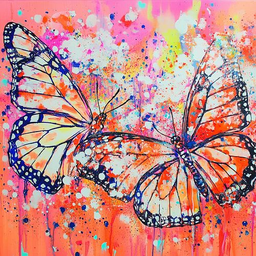 Danse des papillons dans une explosion de couleurs et d'énergie
