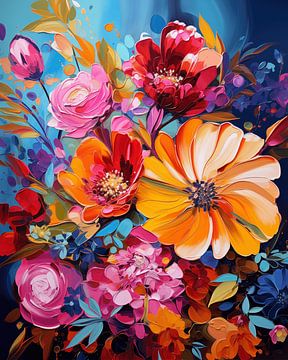Abstract Floral Dream - Verträumte Blumenlandschaft in sanften Tönen von Cas Mol