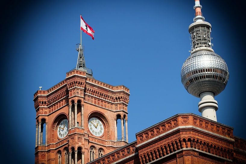 BERLIN Red City Hall and TV Tower - red city hall by Bernd Hoyen