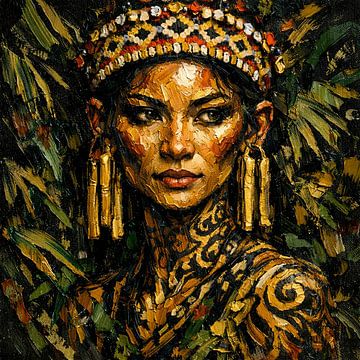 Portrait de la reine tribale dorée