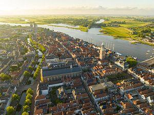 Kampen Frühlingsabend Luftbildpanorama