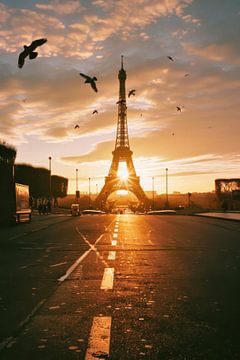 Eiffeltoren bij zonsondergang van Poster Art Shop