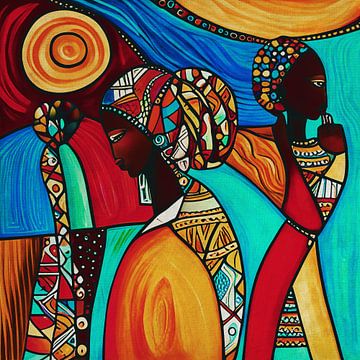 Expressionistisches Porträt von zwei farbigen Frauen