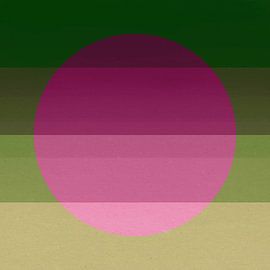 Neon kunst. Kleurrijk minimalistisch geometrisch abstract in paars, beige en groen. van Dina Dankers